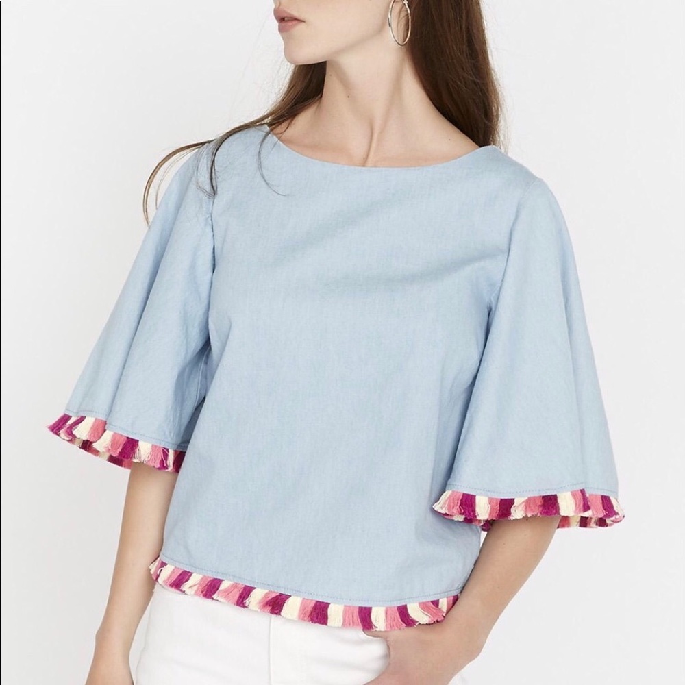 Buffalo David Bitton Crystal Blue Fringe Women’s Top/Sz;M/NWT